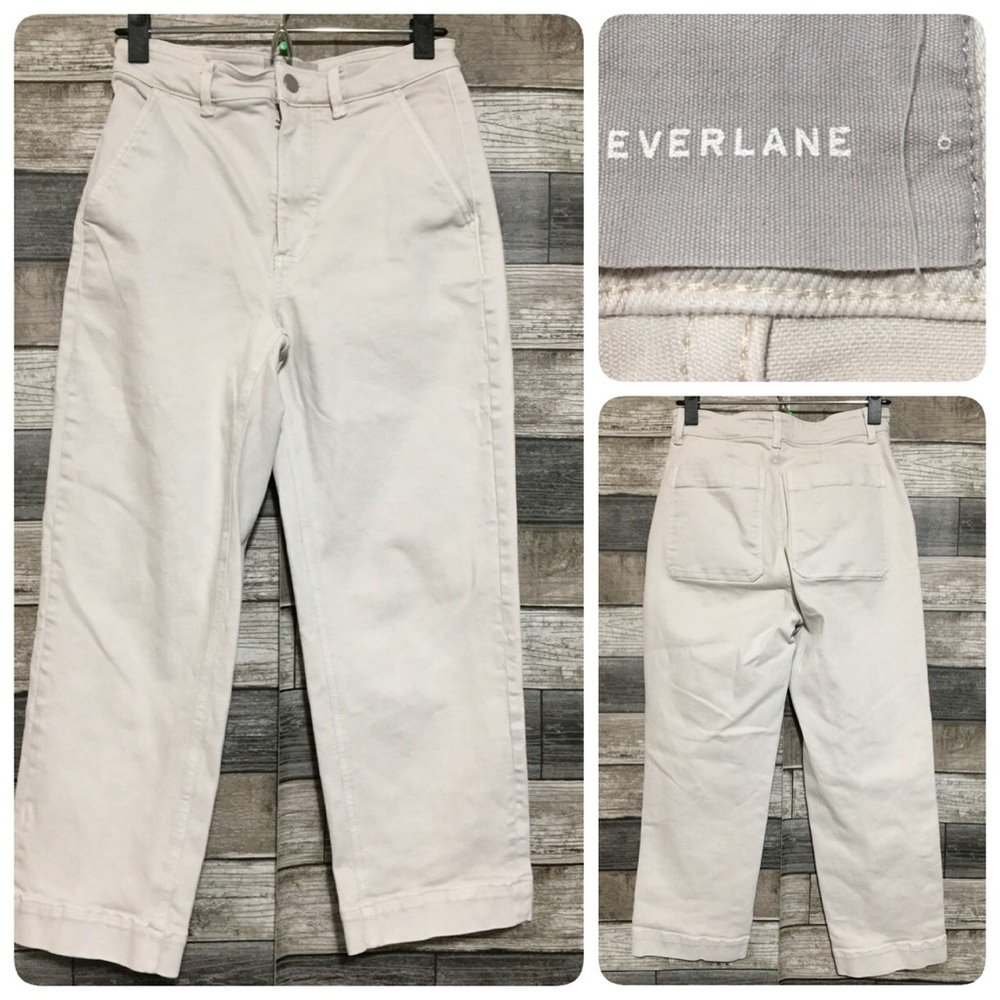 Everlane Cropped Straight Short Jeans Women’s 0 Off White (Inseam 23.5) Stretch